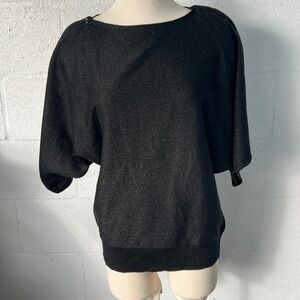 NEW YORK & COMPANY Black Sparkle Knit Boat Neck Dolman Sleeve Sweater‎ Womens M